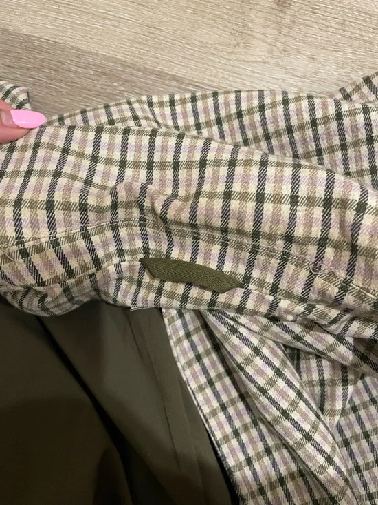 Madewell Plaid Oversized Spring Blazer Purple Green Tan Size Medium Professional - Picture 13 of 14